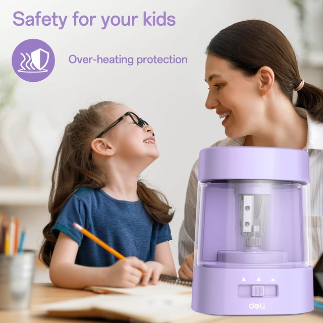 Alt view image 5 of 6 - Electric Pencil Sharpener, Automatic Pencil Sharpeners, Purple Suitable for No.2 Pencils Colored Pencils, USB & Battery Operated Pencil Sharpener for School, Home, Office, Classroom