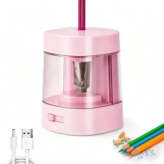Main image of Electric Pencil Sharpener, Automatic Pencil Sharpeners, Light Pink | Suitable for No.2 Pencils Colored Pencils, USB & Battery Operated Pencil Sharpener for School, Home, Office, Classroom