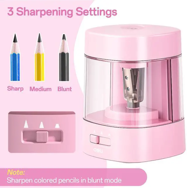 Alt view image 3 of 6 - Electric Pencil Sharpener, Automatic Pencil Sharpeners, Light Pink | Suitable for No.2 Pencils Colored Pencils, USB & Battery Operated Pencil Sharpener for School, Home, Office, Classroom
