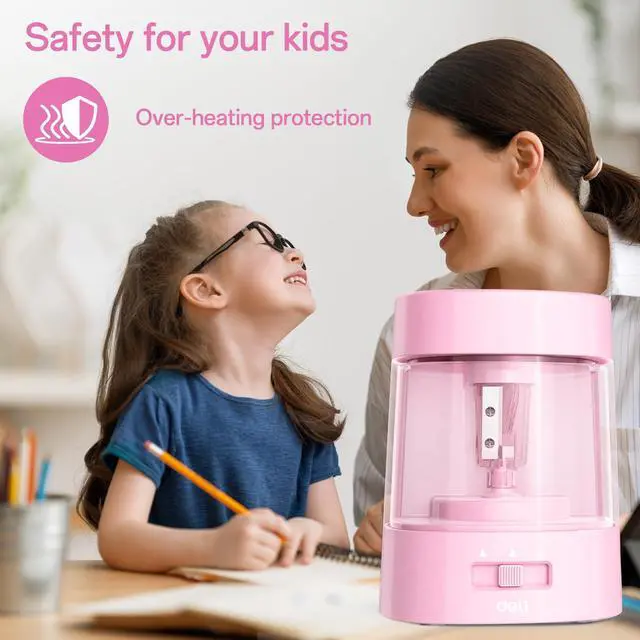 Alt view image 5 of 6 - Electric Pencil Sharpener, Automatic Pencil Sharpeners, Light Pink | Suitable for No.2 Pencils Colored Pencils, USB & Battery Operated Pencil Sharpener for School, Home, Office, Classroom