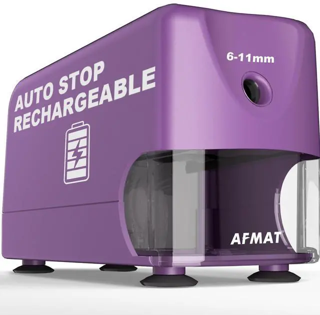 Main image of Electric Pencil Sharpener Heavy Duty, Cordless & Rechargeable, Classroom Pencil Sharpener for 6-11mm No.2/Colored Pencils, Auto Stop, Fast Sharpen, Save Pencil, 10,000 Sharpenings, Purple, PSD3