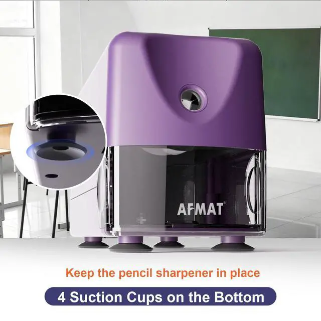 Alt view image 7 of 7 - Electric Pencil Sharpener Heavy Duty, Cordless & Rechargeable, Classroom Pencil Sharpener for 6-11mm No.2/Colored Pencils, Auto Stop, Fast Sharpen, Save Pencil, 10,000 Sharpenings, Purple, PSD3