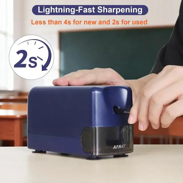 Alt view image 4 of 7 - Electric Pencil Sharpener for Classroom, Cordless & Rechargeable, Heavy Duty Pencil Sharpener for 6-11mm No.2/Colored Pencils, 10K+ Uses, Auto Stop, 2s Fast Sharpen, Battery Powered with Adapter