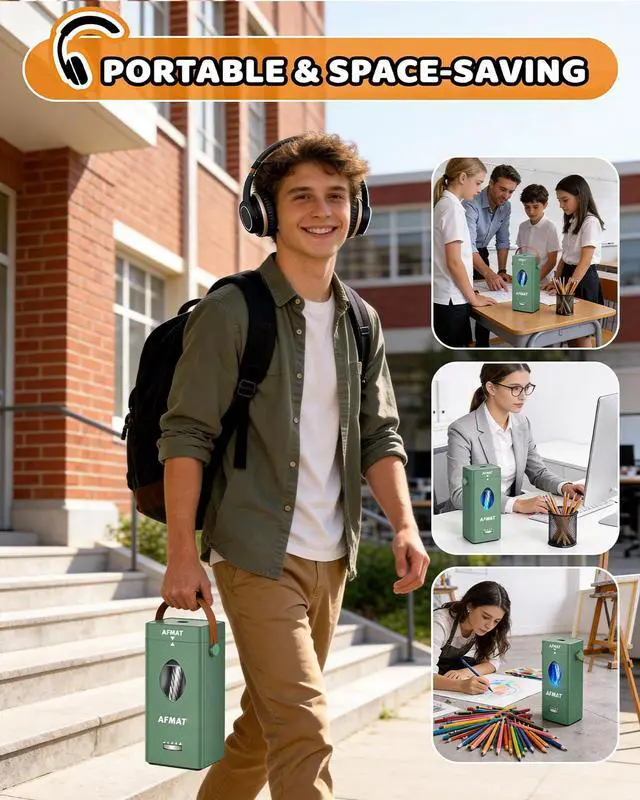 Alt view image 7 of 7 - Electric Pencil Sharpener, Rechargeable & Cordless, Fully Automatic Pencil Sharpener for Classroom, Auto in & Out, 5 Sharpness Modes, Heavy Duty Sharpeners for 6-12mm No.2/Jumbo Pencils PSC7