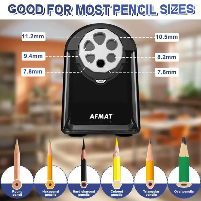 Alt view image 2 of 6 - Electric Pencil Sharpener for Classroom, 6 Holes, Heavy Duty Pencil Sharpeners for Home, Pencil Sharpener Plug in for 6-11mm Pencils, Auto Stop, Super Fast, Save Pencils, PSX2