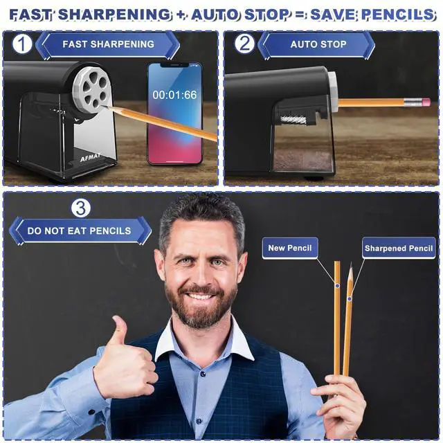 Alt view image 3 of 6 - Electric Pencil Sharpener for Classroom, 6 Holes, Heavy Duty Pencil Sharpeners for Home, Pencil Sharpener Plug in for 6-11mm Pencils, Auto Stop, Super Fast, Save Pencils, PSX2