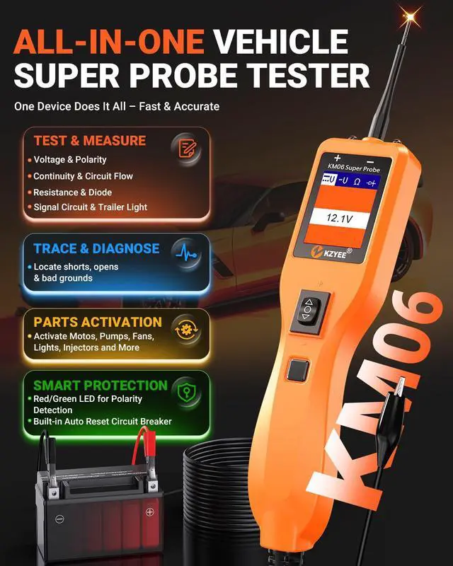 Alt view image 2 of 7 - KM06 Automotive Power Circuit Probe Tester, 8-35V Diagnostic Tool