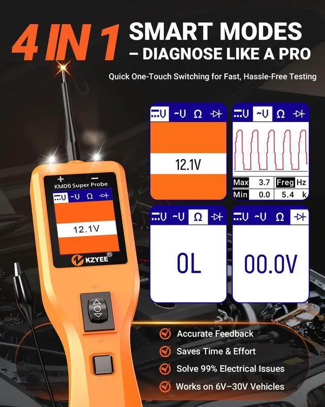 Alt view image 3 of 7 - KM06 Automotive Power Circuit Probe Tester, 8-35V Diagnostic Tool