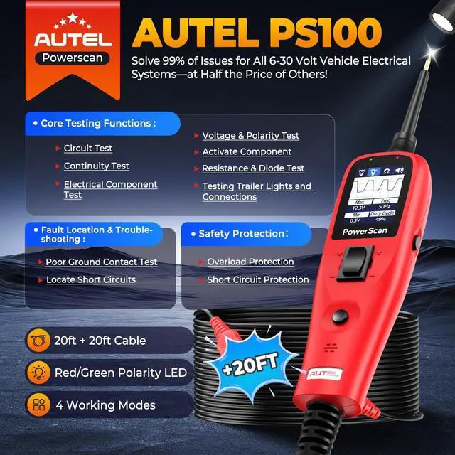 Alt view image 2 of 7 - PowerScan PS100 Circuit Tester 2.0, 12-24V Power Circuit Probe Tool