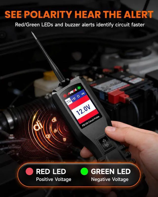 Alt view image 6 of 7 - PB100 Automotive Power Circuit Probe, 12-24 VDC Car Electrical Diagnostic Tool, AC/DC Voltage Current Resistance Short Detection, Trailer Light Test, Digital Voltmeter Ohmmeter, 40FT Cables