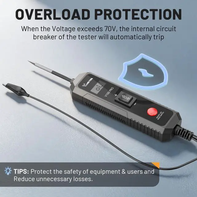 Alt view image 6 of 7 - V100 PRO Power Circuit Probe Tester, 6V-30V DC Multifunctional Car Test Light Automotive with Component Activation, Voltage, Continuity Test, Overload Protection for Car SUV RV Motorcycle