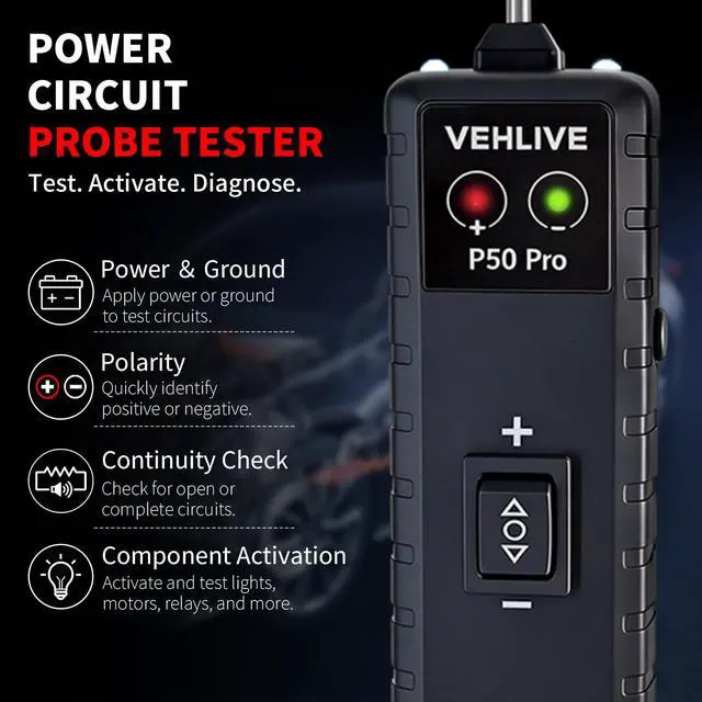 Alt view image 4 of 7 - P50 Pro Power Circuit Probe Tester, 6-24V DC Automotive Circuit Tester