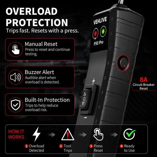 Alt view image 6 of 7 - P50 Pro Power Circuit Probe Tester, 6-24V DC Automotive Circuit Tester