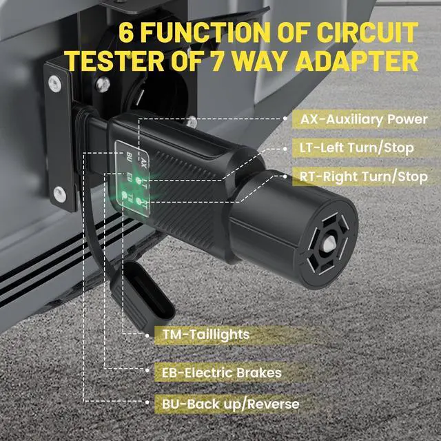 Alt view image 3 of 7 - 7 Pin Trailer Plug Tester & 4 Pin Trailer Tester with Double-Sided LED Indicators, Trailer Light Tester for Boat Trailer RV Truck Camper, Not Suitable for Vehicle with Lamp Out Sensor
