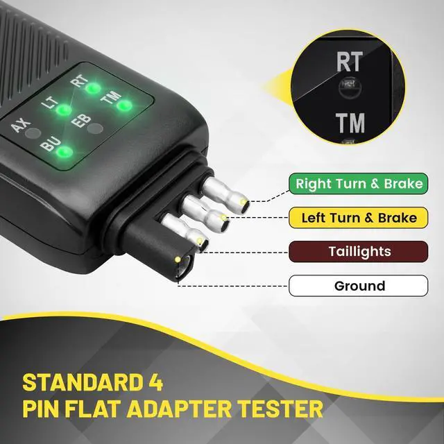 Alt view image 5 of 7 - 7 Pin Trailer Plug Tester & 4 Pin Trailer Tester with Double-Sided LED Indicators, Trailer Light Tester for Boat Trailer RV Truck Camper, Not Suitable for Vehicle with Lamp Out Sensor