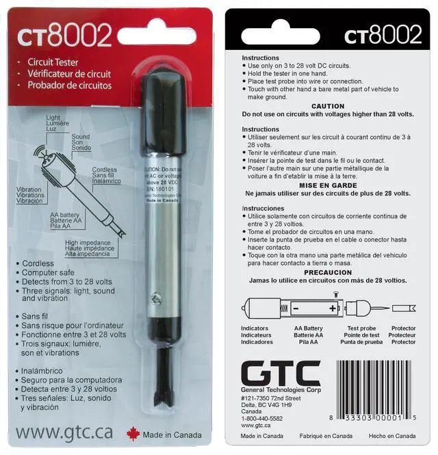 Alt view image 4 of 5 - General Technologies Corp CT8002 Cordless Circuit Tester, Black