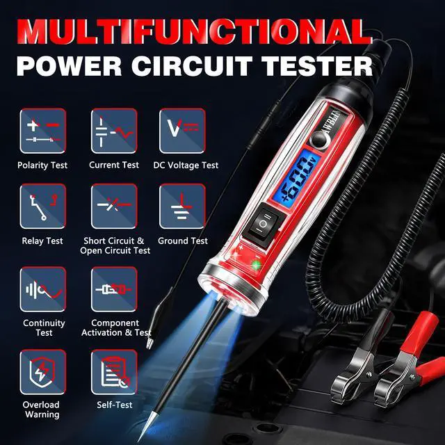 Alt view image 2 of 7 - Power Circuit Probe Tester, LCD Digital Automotive Test Light
