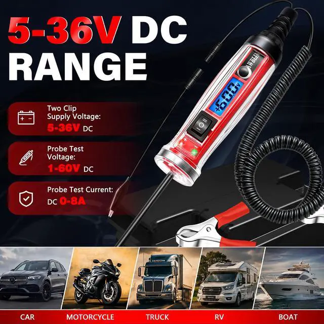 Alt view image 6 of 7 - Power Circuit Probe Tester, LCD Digital Automotive Test Light