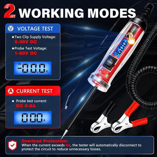 Alt view image 3 of 7 - Power Circuit Probe Tester, LCD Digital Automotive Test Light
