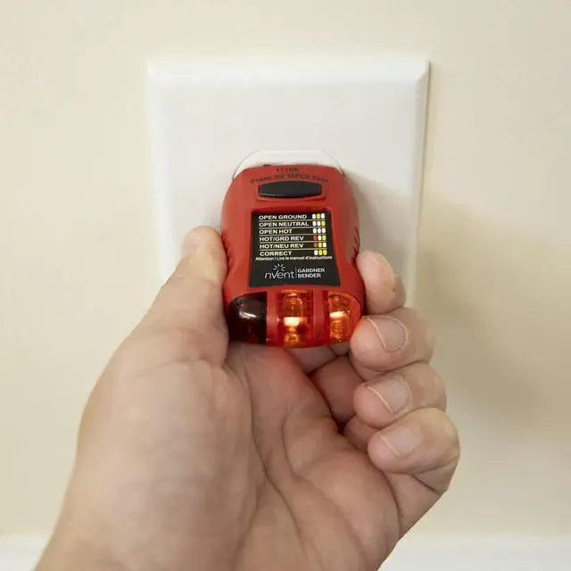 Alt view image 2 of 2 - GFI-3501 Ground Fault Receptacle Tester & Circuit Analyzer, 110-125V AC, for GFCI / Standard / Extension Cords & More, 7 Visual LED Tests , Red