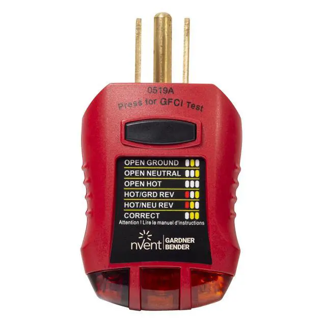 Main image of GFI-3501 Ground Fault Receptacle Tester & Circuit Analyzer, 110-125V AC, for GFCI / Standard / Extension Cords & More, 7 Visual LED Tests , Red