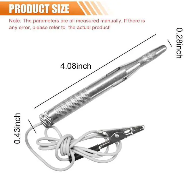 Alt view image 2 of 6 - Test Light Automotive, 6V 12V 24V Car Voltage Circuit Tester Pen, Car Bidirectional Light Tester with Lamp Long Probe Extended Wire, Electrical Voltage Tester for Vehicle (Nickelplatedcopper)