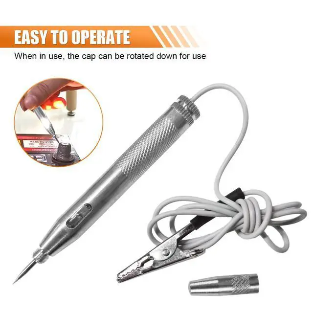 Alt view image 4 of 6 - Test Light Automotive, 6V 12V 24V Car Voltage Circuit Tester Pen, Car Bidirectional Light Tester with Lamp Long Probe Extended Wire, Electrical Voltage Tester for Vehicle (Nickelplatedcopper)
