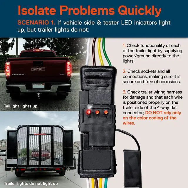 Alt view image 3 of 7 - True MODS 4-Way Flat Trailer Light Tester 4-Pin Wiring Circuit Test