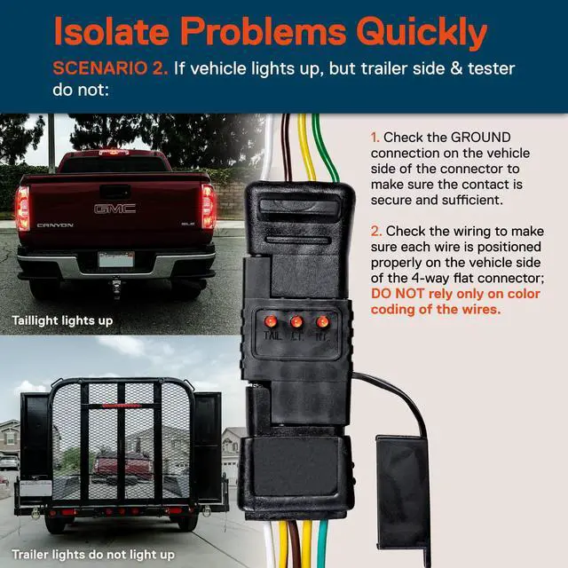 Alt view image 4 of 7 - True MODS 4-Way Flat Trailer Light Tester 4-Pin Wiring Circuit Test