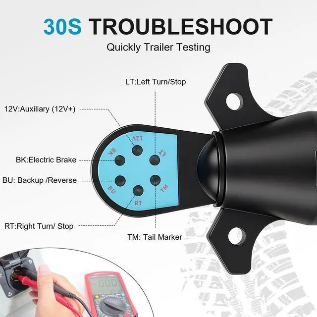 Alt view image 2 of 6 - Trailer Light Tester, 7 Pin Trailer Plug Testerwith Red LED, 7 Way Trailer Plug Testerfor Diagnosing and Fixing Trailer Socket Circuit Problems