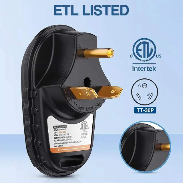 Alt view image 4 of 7 - 30 AMP RV Circuit Tester with LED Indicator Light