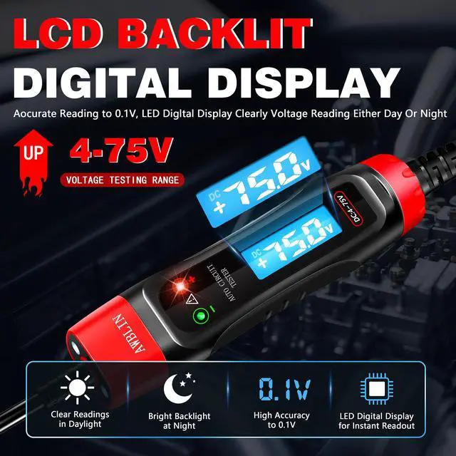 Alt view image 2 of 7 - 4-75V DC Automotive Test Light with Buzzer Sound