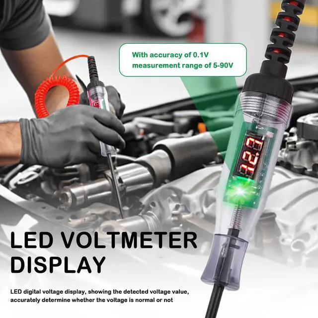 Alt view image 5 of 7 - 5-90V Automotive Digital Test Light,LED Voltmeter Circuit Tester Pen