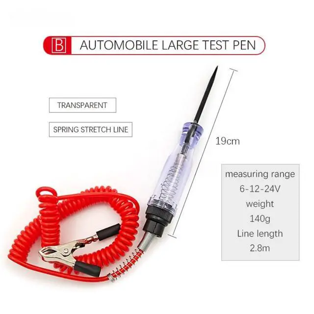 Alt view image 5 of 7 - Automotive Test Light,Premium LED Bulb Automotive Circuit Tester, 6-24V Test Light with PU Extended Spring Wire, Sharp Hard Steel Probe Vehicle Circuits Low DC Voltage Light Tester