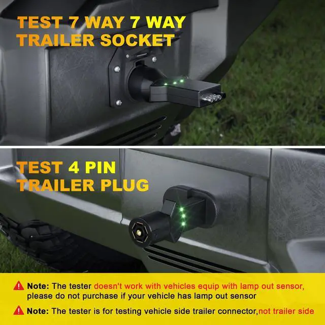 Alt view image 3 of 7 - 7 Way Blade & 4 Pin Trailer Light Circuit Tester with LED Indicators 6 Function Light Tester for RV Truck Vehicle Side Trailer Socket Tester