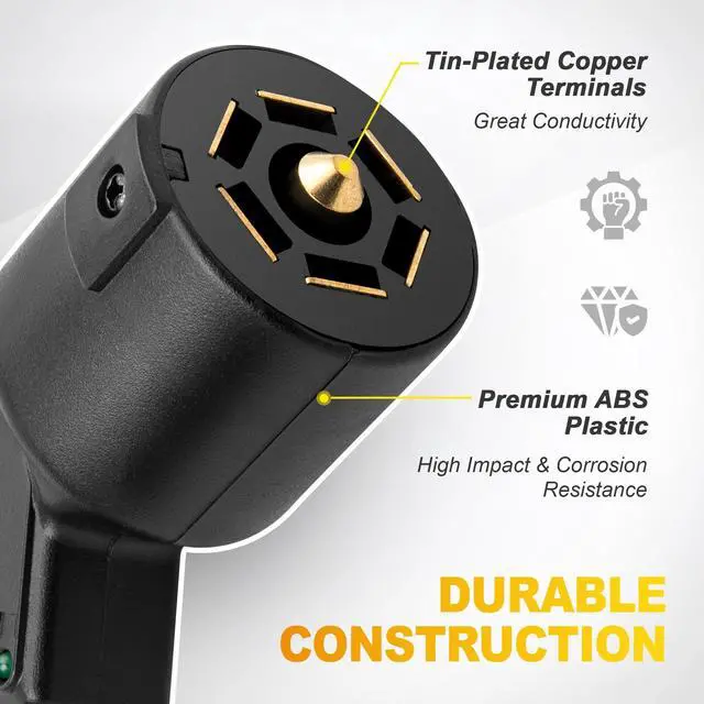 Alt view image 7 of 7 - 7 Way Blade & 4 Pin Trailer Light Circuit Tester with LED Indicators 6 Function Light Tester for RV Truck Vehicle Side Trailer Socket Tester