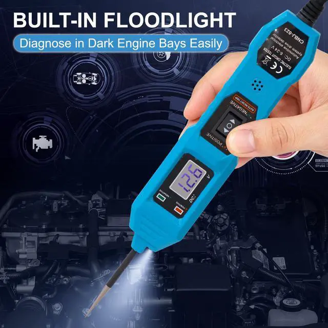 Alt view image 4 of 7 - Power Circuit Probe Tester, 6V-24V DC Automotive Car Electric Fuse & Voltage Tester with LED Test Light, HD LCD Readout, Overload Protection, Short Circuit Finder with 14.7FT Cable