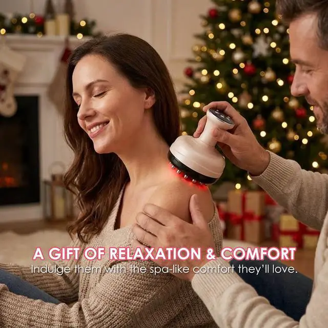 Alt view image 4 of 5 - VUFVOID 3-in-1 Electric Handheld Body Massager with Heat and Vibration, De-Puffing Guasha Sculpting Tool for Belly, Legs & Full Body (White)