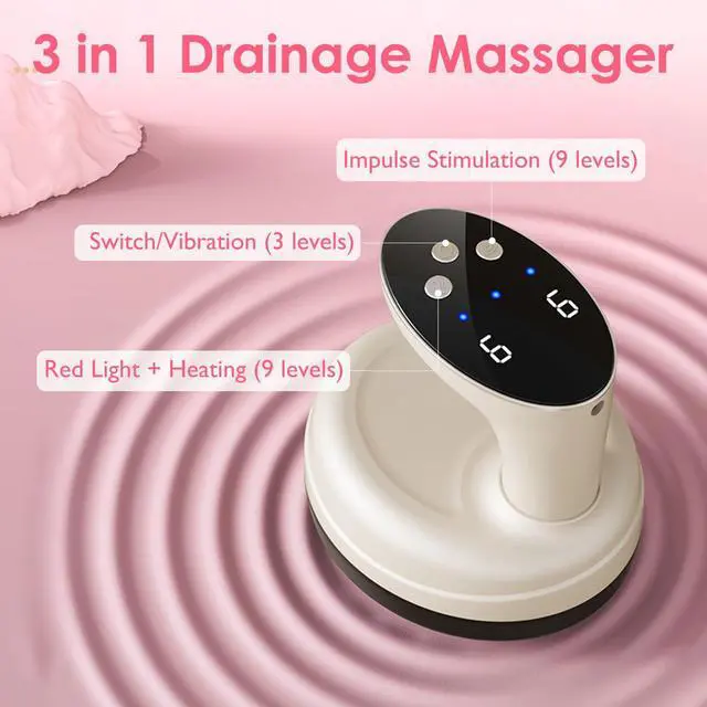 Alt view image 2 of 5 - VUFVOID 3-in-1 Electric Handheld Body Massager with Heat and Vibration, De-Puffing Guasha Sculpting Tool for Belly, Legs & Full Body (White)