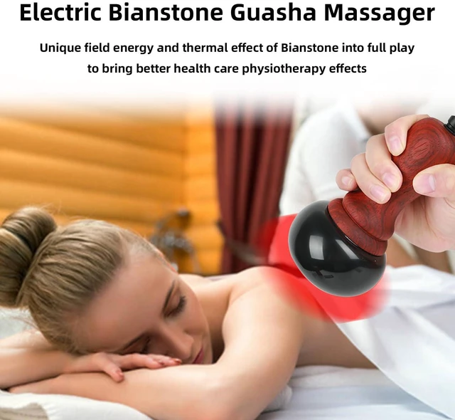Alt view image 2 of 7 - Hot Stones for Massage,Electric Body Massager with Temperature Adjustment,Natural Bian Stone Gua Sha Scraping Massager for Home SPA,Effective Care for the Whole Body