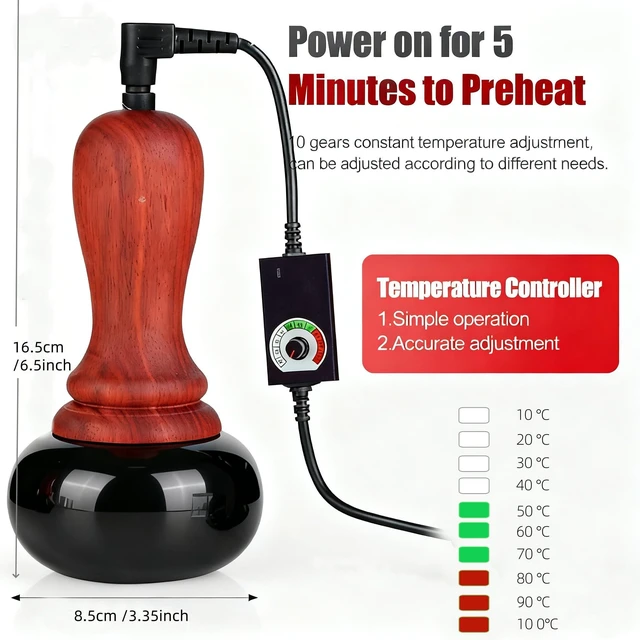 Alt view image 3 of 7 - Hot Stones for Massage,Electric Body Massager with Temperature Adjustment,Natural Bian Stone Gua Sha Scraping Massager for Home SPA,Effective Care for the Whole Body
