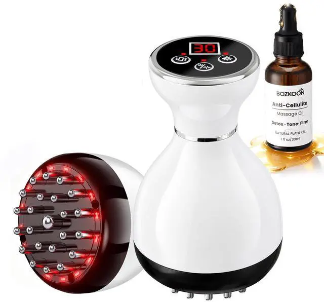 Main image of 4 in 1 Cordless Body Massager with Heat, Vibration, Rhythm Mode and Red Light, Body Gua Sha Tool for Legs, Arms, Belly, Back, Neck and Shoulders, Handheld Body Care Device - White