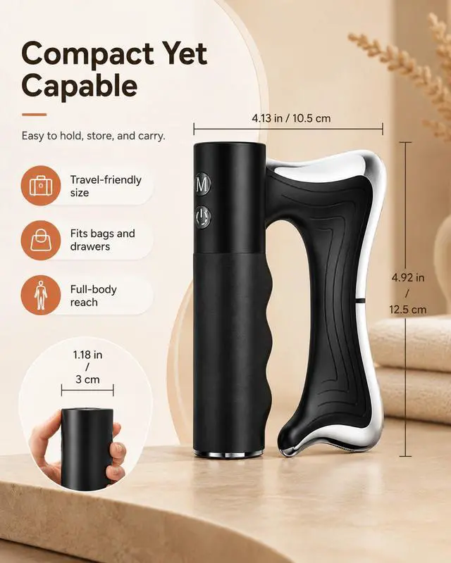 Alt view image 5 of 7 - Heated Muscle Scraper Tool, Electric Full Body Contouring Device, Gua Sha Massager and Fascia Knife for Deep Tissue Relaxation, Portable Arm Leg Back Neck Waist Care with LED Display
