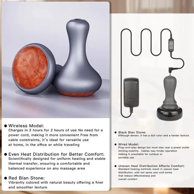 Alt view image 5 of 7 - Wireless Hot Stones for Massage Red Bian Stone
