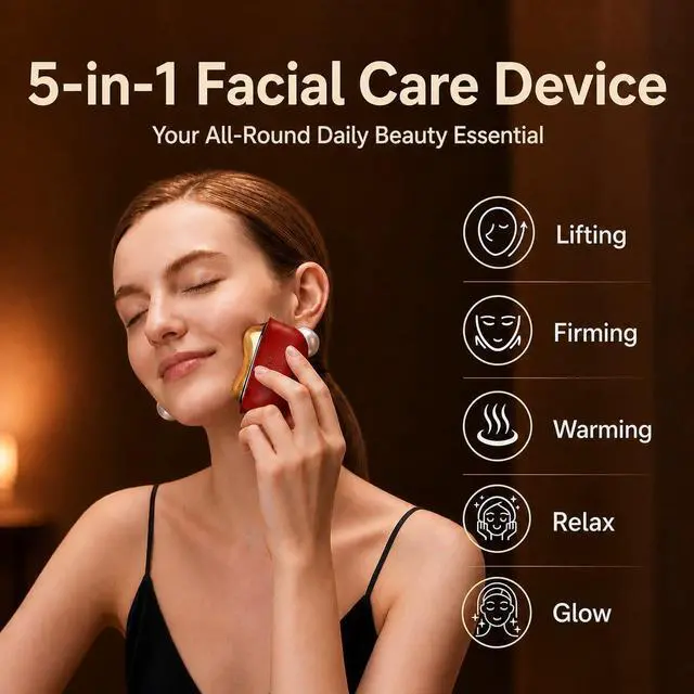 Alt view image 5 of 7 - PRO Electric Heated Gua Sha Kit, Red Light Face Massager Tool, Red