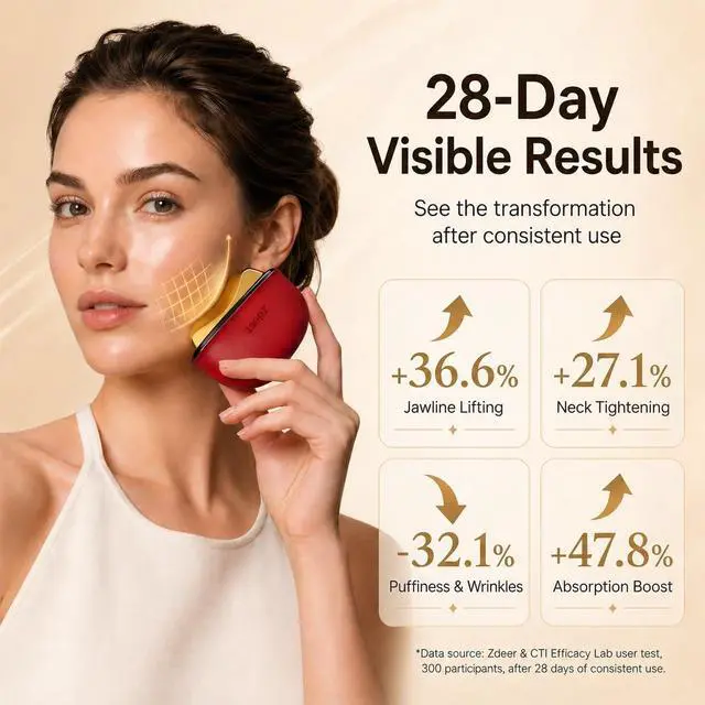 Alt view image 7 of 7 - PRO Electric Heated Gua Sha Kit, Red Light Face Massager Tool, Red