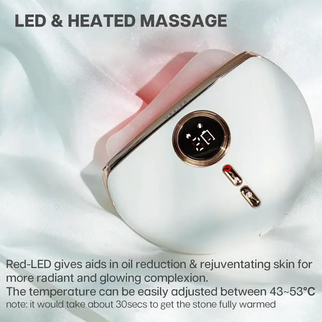 Alt view image 4 of 7 - Aurora LED Gua Sha Device, Jade Stone Gua Sha Facial Tool with Heat and Vibration, Face Massager for Anti-Aging Wrinkles Puffiness Skin Rejuvenation and Toning (Aurora)