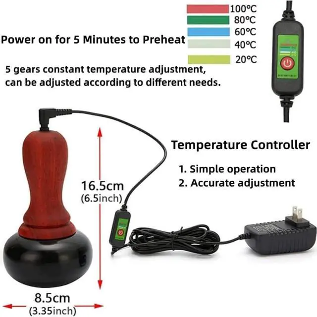 Alt view image 2 of 7 - Hot Stones Massage Set with Warmer, Adjustable Temperature Bian Stone Electric Body Massager, Gua Sha Scraping Massager for Home SPA Relaxation Treatment Pain Relief