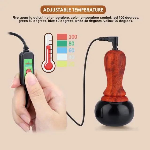 Alt view image 4 of 7 - Hot Stones Massage Set with Warmer, Adjustable Temperature Bian Stone Electric Body Massager, Gua Sha Scraping Massager for Home SPA Relaxation Treatment Pain Relief