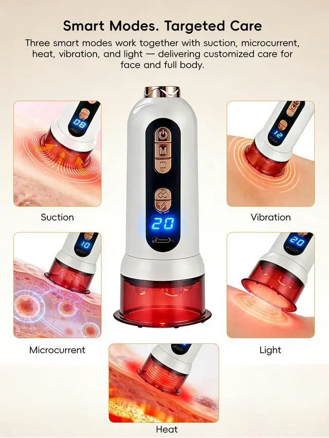 Alt view image 3 of 6 - 5-in-1 Gua Sha & Cupping Massager, Lymphatic Drainage Massager,Cellulite Massage Tool,Body Sculpting Machine for Belly, Arms, Legs, Waist, White